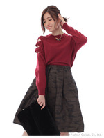 カモフラージュ柄フレアスカート