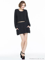 ケーブル柄ニットプルオーバー