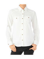 バック刺しゅうツイルシャツ