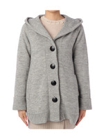 BIGボタンフードカーディガン