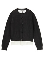 ウール混ニットカーディガン+シフォンブラウス