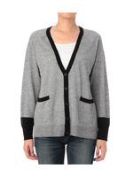 バイカラーVネックニットカーディガン