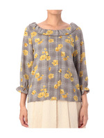 フラワーグレンチェックブラウス