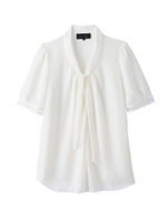 ヴィンテージ風サテンボウタイブラウス