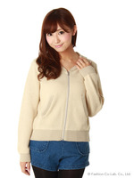 リブ切り替えニットパーカー