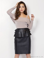 2WAY leather peplum SK