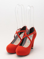 クロスストラップ厚底パンプス