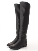 バックジップLOWヒールニーハイブーツ