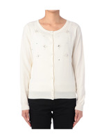 ビジューつきクルーネックカーディガン