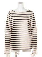 【BED&BREAKFAST】Organic Stripe Boat-neck Top