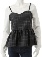 【ECURY】格子柄ぺプラムドッキングチュニック