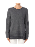 裾ボーダーワイドニット