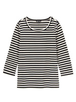 [S]ボーダークルーネック七分袖カットソー