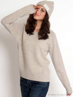 シェットランドウール　帽子付きプルオーバー