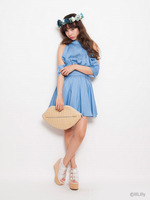 テンセルデニムショルダーオープンワンピース