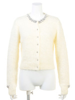 ビジュー付シャギーニットカーディガン