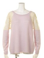 肩レースモヘアニット