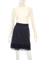 裾刺繍ウィンドペンチェック柄スカート