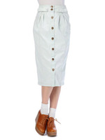 【LIZLISA】デニム薔薇抜染ミモレ丈スカート