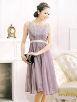 プリーツシフォンワンピースドレス