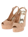 マットコルクウェッジオープントゥーパンプス