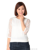 装飾付きオーガンジー切り替えトップス