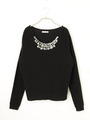 ネックビジューニットTOPS