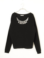 ネックビジューニットTOPS