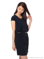 ベルト付ドレープワンピ