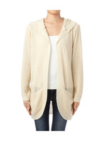 W畦ラメフードニットカーディガン