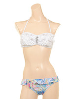 【nuckle market】無地ブラ＆フラワープリントパンツ アクセ付バンドゥ