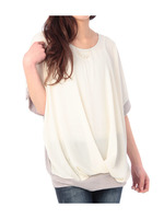 異素材ドッキングフロントタックカットソー