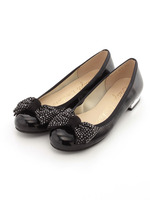 キラキラリボンエナメルワンヒールパンプス