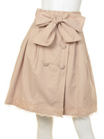 ウエストリボンダブルボタンフレアスカート
