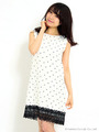 裾レースドットワンピース【Summer collection】