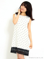 裾レースドットワンピース【Summer collection】