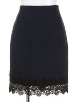 LACE　HEM　CHECK/ネイビー