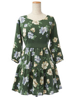 Oプリムローズガラワンピース/グレー