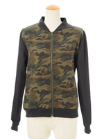 T/Cツイル迷彩柄ブルゾン/迷彩×ブラック