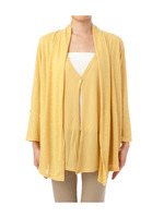 W前立てカットカーディガン/ベージュ系(051)