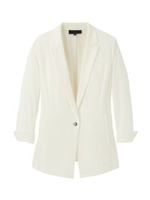 [L]ジャージ素材ロングテーラードジャケット/ホワイト(005)