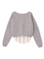 [L]バッグジップニット+シフォンタンクトップSET/ブルー系(491)