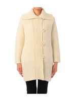 [L]モヘヤ&アルパカ混 亀甲柄ニットカーディガン/ベージュ系(553)