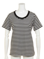 【.9pointnine】リヨセルコットンボーダーT/BK×グレー