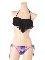 【24-7】Cool ハイビスカス/フリンジバンドゥビキニ/オレンジ