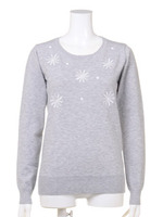 【2ndline】12ゲージフラワー刺繍ニットトップスCL−0368/WH