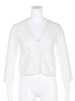 【AULA AILA BASE】コットンナイロンシルク Vショートカーデ/ホワイト