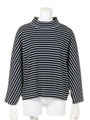 【BED&BREAKFAST】Ponte Stripe High-neck Top/WHITEmix
