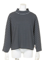 【BED&BREAKFAST】Ponte Stripe High-neck Top/WHITEmix