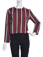 【CHIC】レジメンタルストライププルオーバー/ボルドー